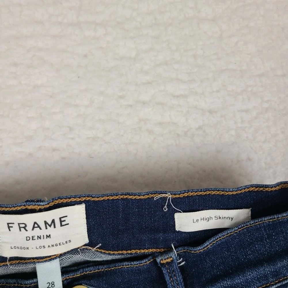 FRAME Jeans Womens 28 Blue Le High Skinny Distress Dark Wash Denim LHSKRS712
